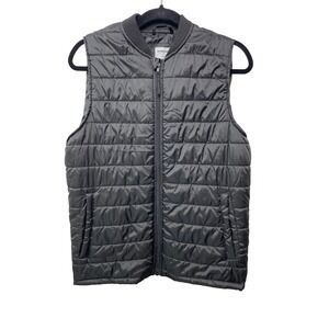 Sonoma Men's Puffer Vest Full Zip Quilted Bomber Collar Black M